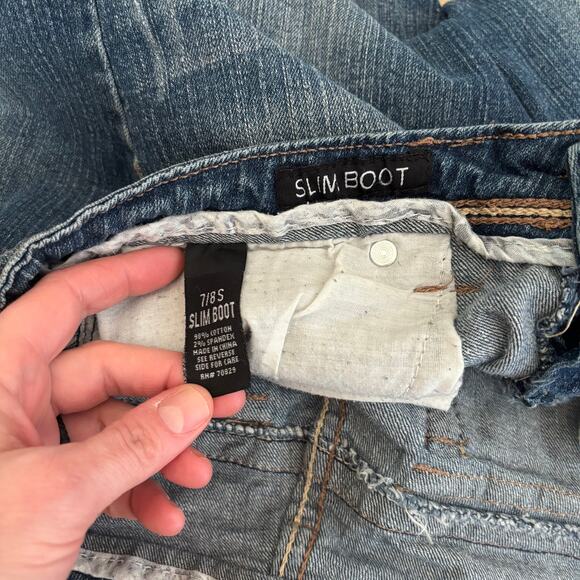 Rue 21 Jeans Juniors 7/8S Bootcut Slim Boot Low Rise Bitty Pocket Flap Y2K Short - Picture 12 of 14